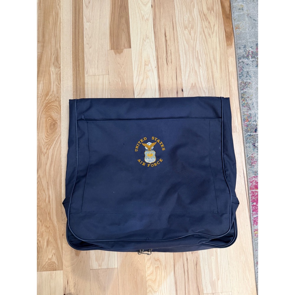 US Air Force Embroidered Garment Bag Navy Blue Tri-Fold Suit Carrier USAF